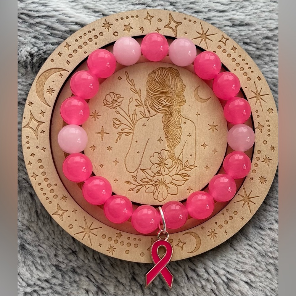 Bright Pink Breast Cancer Awareness Bracelet 10mm